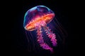 Luminous Floating neon jellyfish. Water summer light