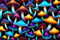 Luminous Fungi: Psychedelic Decorative Mushrooms Emitting a Mesmerizing Glow