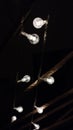 a luminous garland in the form of light bulbs hangs on ropes Royalty Free Stock Photo