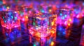 Luminous Glass Cubes with Circuitry Pattern and Rainbow Lights Royalty Free Stock Photo