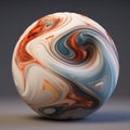 Luminous Glaze: A 3d Marble Sphere With Abstract Swirls