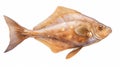 Luminous Glaze Illustration Of Brown Skate Fish On White Background