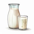 Luminous Glaze Style Vector Illustration Of Milk On White Background