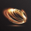 Luminous gold glow of neon rings, abstract 3d light effect, magic glowing speed motion