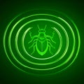 Cybersecurity Bug Detection Scan on Green Radar Royalty Free Stock Photo