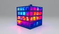 Luminous Grid of a Futuristic Data Building Royalty Free Stock Photo