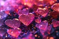 Luminous Hearts Amidst Pink Glitter