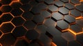 Luminous Hexagonal Array with Golden Edges for Elegant Background