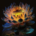 Luminous Lily, The Radiant Light Spectrum of a Beautiful Water Lily, generative ai Royalty Free Stock Photo