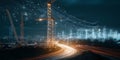 Luminous Lines Enable Efficient and Safe Tower Crane Operation with Advanced Control Systems on Site Royalty Free Stock Photo