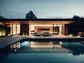 Luminous Living: The Radiance of Modern Architecture and Pool Bliss Royalty Free Stock Photo