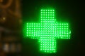 Sign of cross of a lot of light of neon for pharmacy Royalty Free Stock Photo