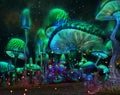 Luminous Mushrooms, 3d cg Royalty Free Stock Photo