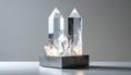 Luminous Natural Quartz Crystal Points Display Royalty Free Stock Photo