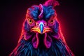 Luminous Neon chicken bird portrait. Generate Ai Royalty Free Stock Photo