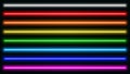 Luminous neon lines isolated, lights lines set in different rainbow colors, retro led neon lamp tube, glowing laser beams streaks Royalty Free Stock Photo