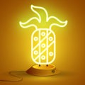 Pineapple light glowing neon sign . Vector illustration. Royalty Free Stock Photo