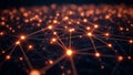 Luminous Network, Abstract Form, Connecting Lines and Glowing Nodes, Dark Background. Royalty Free Stock Photo