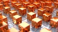 Luminous Nexus: Small Metallic Dark Orange Cubes in a Fiber Optic Network