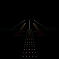 Luminous night landing lights Airport. Vector illustration Royalty Free Stock Photo