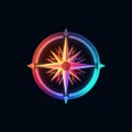 Luminous North A Vibrant Compass Icon With A Shining Arrow Pointing. Generative AI