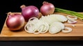 Luminous Onions: Uhd Image Of Chromatic Harmony For Sandwich Preparation