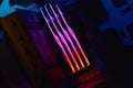 Luminous panel package of G.Skill ddr 5 trident z 5 rgb desktop memory on light background.