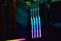 Luminous panel package of G.Skill ddr 5 trident z 5 rgb desktop memory on light background.