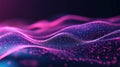 Abstract flowing wave connecting glowing data particles Royalty Free Stock Photo