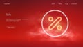 Luminous percent symbol, discounts and sales concept, big sale special offer banner, futuristic technology with red neon glow in Royalty Free Stock Photo