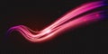 Luminous pink purple neon shape wave, wavy glowing bright flowing curve lines bstract light effect