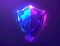 Luminous polygonal shield on dark backdrop a beacon of security and strength Royalty Free Stock Photo
