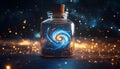 A luminous potion with a swirling galaxy inside Royalty Free Stock Photo