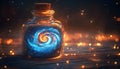 A luminous potion with a swirling galaxy inside Royalty Free Stock Photo