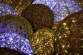 Luminous rattan balls. Glowing bulbs