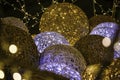 Luminous rattan balls. Glowing bulbs