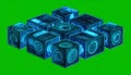 Luminous SciFi Data Cubes on Chroma Key Royalty Free Stock Photo