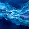 Luminous Sea Depths in Deep Blue Watercolor Style Royalty Free Stock Photo