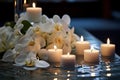 Luminous Spa white candle water. Generate AI