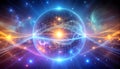 Quantum Sphere with Luminous Probability Waves Royalty Free Stock Photo