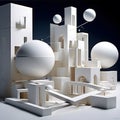 Celestial Cityscape: Sculpted Spaces and Luminous Orbits