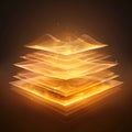 Abstract golden layers with geometric patterns and luminous glow for data visualization Royalty Free Stock Photo