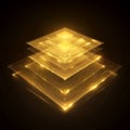 Abstract golden layers with geometric patterns and luminous glow for data visualization Royalty Free Stock Photo
