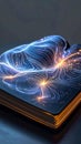 Luminous Data Pathways on a Digital Codex Royalty Free Stock Photo