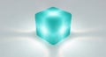 Luminous Teal Cube on White Background: Abstract 3D Rendering Royalty Free Stock Photo