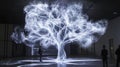 Luminous Tree Installation Glowing White Light Art Exhibit Royalty Free Stock Photo