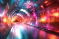 Vibrant tunnel of light showcasing a digital journey through space and time