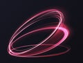 Luminous vibrant glow of neon rings, abstract 3d light effect, magic glowing speed motion Royalty Free Stock Photo