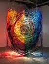 Luminous Web of Colorful String Art Royalty Free Stock Photo