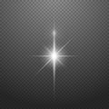 A luminous, white star on a dark transparent background. Royalty Free Stock Photo